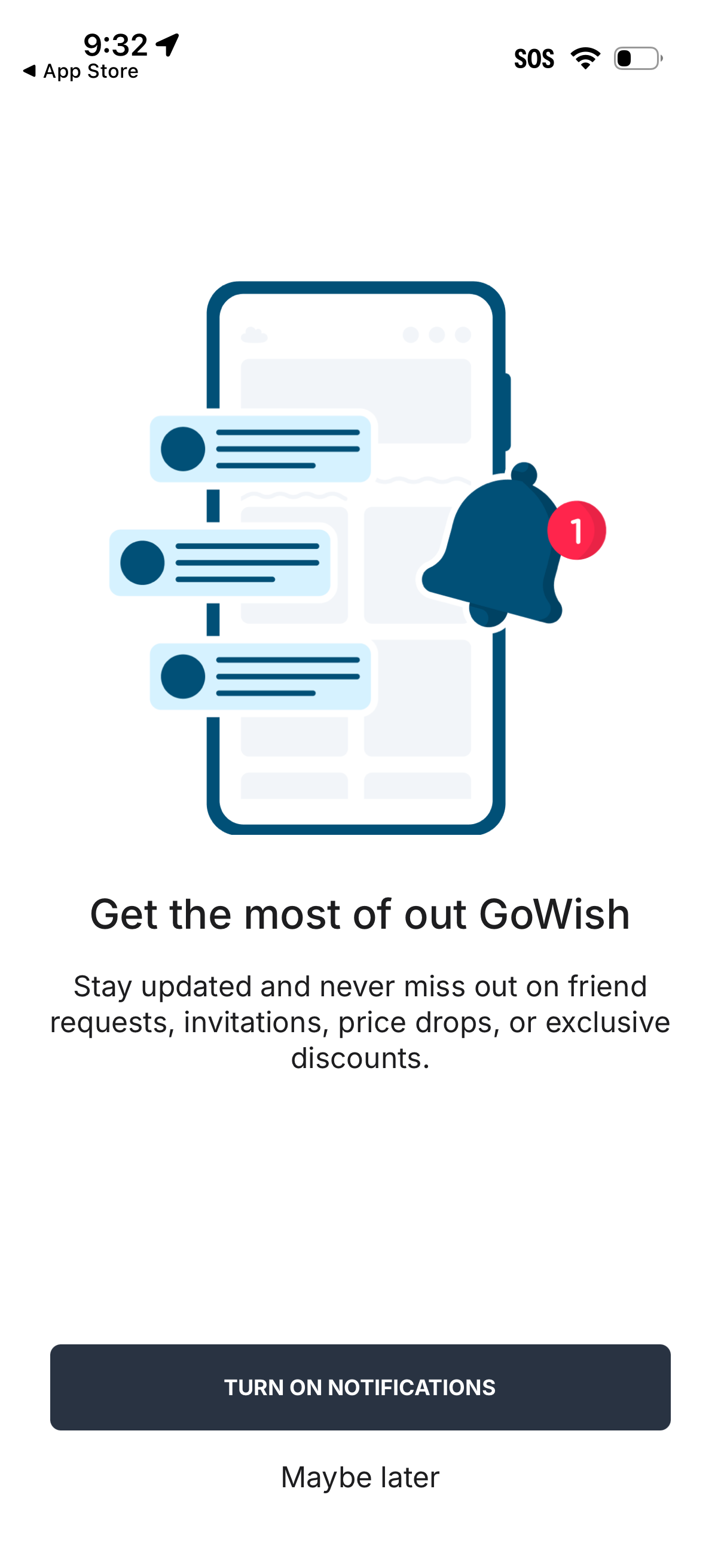 gowish notifications screenshot